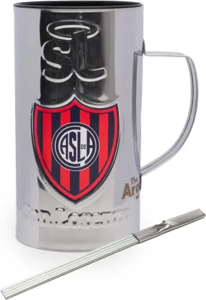 | Guiro Instrument Shaker - San Lorenzo | Guiro Cup with Scraper - Musical Instrument - Latin Percussion | Round Cylinder Beer Cup - Argentinian Football Club Metal Guiro Cup - Soccer Design