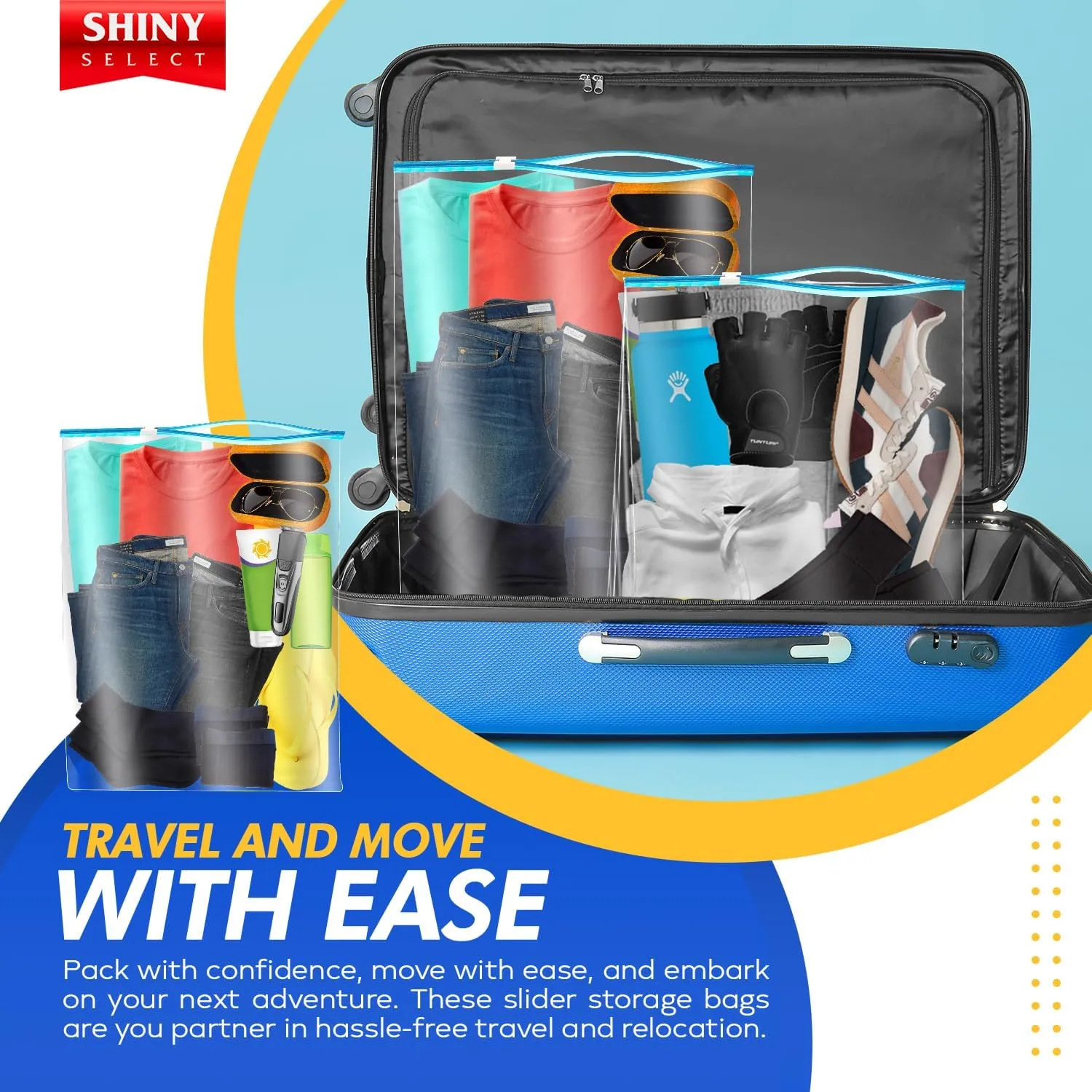 [ PACK OF 15 ] Extra X-Large Big 5 Gallon SLIDER Bags For Storage, Food Prep, Travel, Organization, Moving, Packing, Dust Proof, Clear Plastic 2 Mil. Thick, 18" x 24"