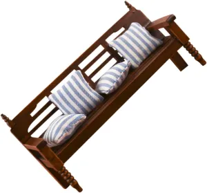 1 Set Miniature Wooden Bench Model with Pillow Dollhouse Scene Decor Natural Craft for Mini House Layout Realistic Mini Furniture for DIY Projects Chic Photo Prop
