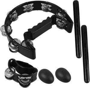 1 Set Percussion Instruments Hand Bells Shaking Eggs Foot Tambourines Rhythm Rods for Music Learning Band Accompaniment and Creative Play