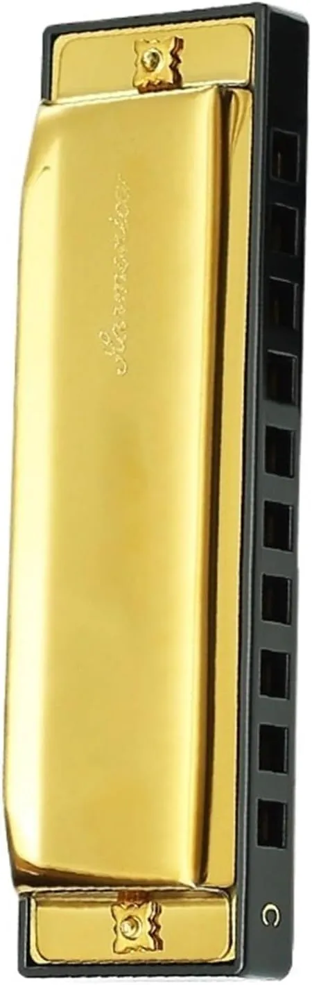 10 Hole C Key Blues Harmonica Professional Practice And Performance Type(Gold)