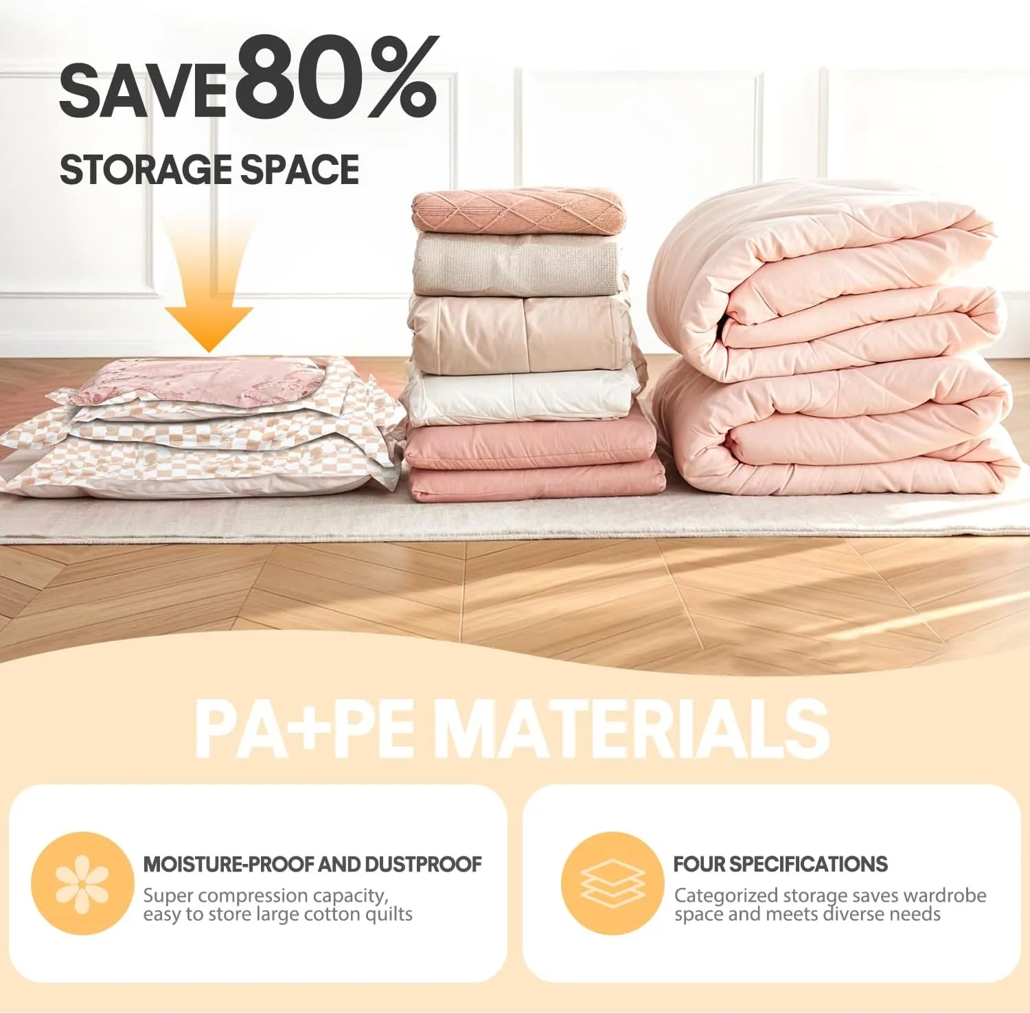 10 Pack Vacuum Storage Bags with Electric Pump (Pink Checks)