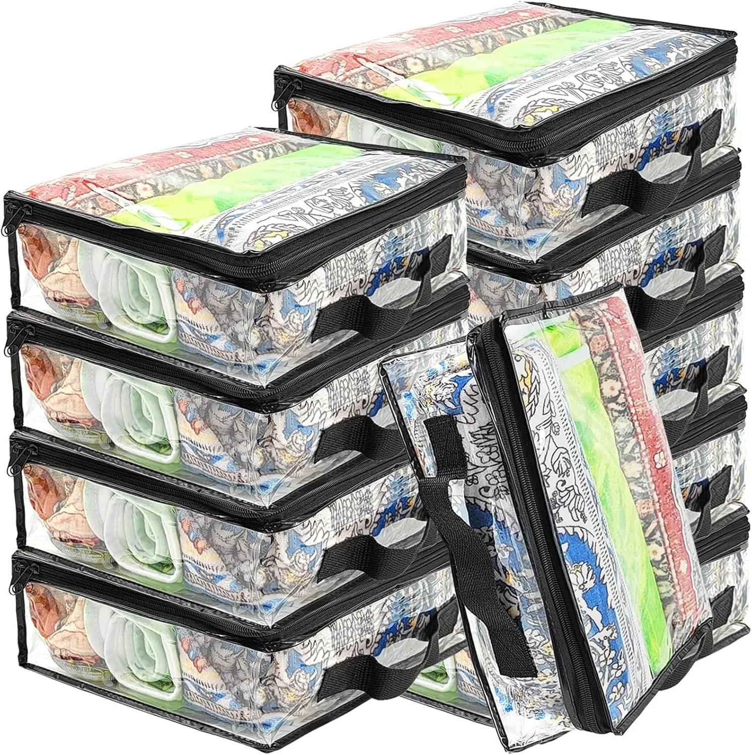 10 Pcs Extra Large Clear Travel Packing Cube，16 x 12 x 4 Clear Vinyl Zippered Storage Bags See Through Moving Bag Plastic Storage Bags PVC Multipurpose Pouch with Handle for clothing Storage