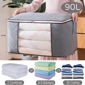 10 Pcs Large Storage Bags,90L Foldable Storage Bags for Clothes, Comforter Bag with Enhanced Handle,Linen Storage Organization for Comforter,Bed Sheets, Toys and Pillows.