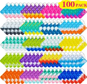 100 Pcs Mini Pop Bubble Fidget Toys for Party Favors, Pop Toy Bulk for Party Favor, Classroom Student Prizes Christmas Easter Basket Goodie Bag Stuffers Valentine for Kids