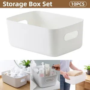 10pcs Plastic Storage Baskets for Bathroom Kitchen Desktop Miscellaneous Items