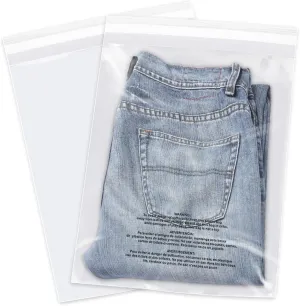 10" x 13" (500 Count) Self Seal Clear Poly Bags with Suffocation Warning for Packaging, Shipping, Clothing, Shirts & FBA - Resealable Adhesive