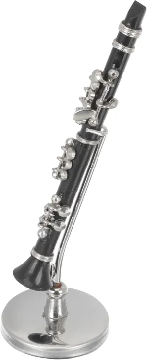 1/12 Scale Mini Clarinet Model Miniature Musical Instrument for Decor Toy Instrument Set with Stand