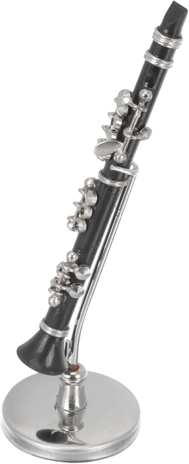 1/12 Scale Mini Clarinet Model Miniature Musical Instrument for Decor Toy Instrument Set with Stand