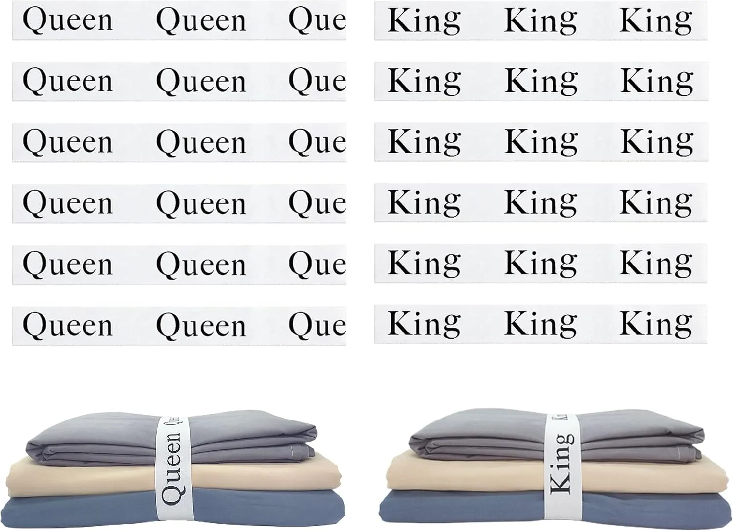 12 Pieces Bed Sheet Organizer Bands, Closet Organization Sheet Straps, Linen Labels Bedding Bands, Elastic Bed Sheet Storage Sheet Keepers （6PcsQueen 6PcsKing ）