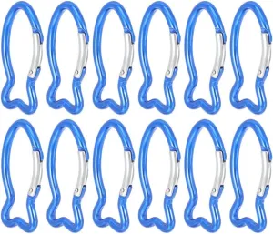 12Pcs Carabiners Clip, Fish Shape Spring-Loaded Gate Key Chain Hook, Mini Carabiner Keychain,Heavy Duty Carabeaner Clips for Camping, Fishing, Hiking, Home Gym
