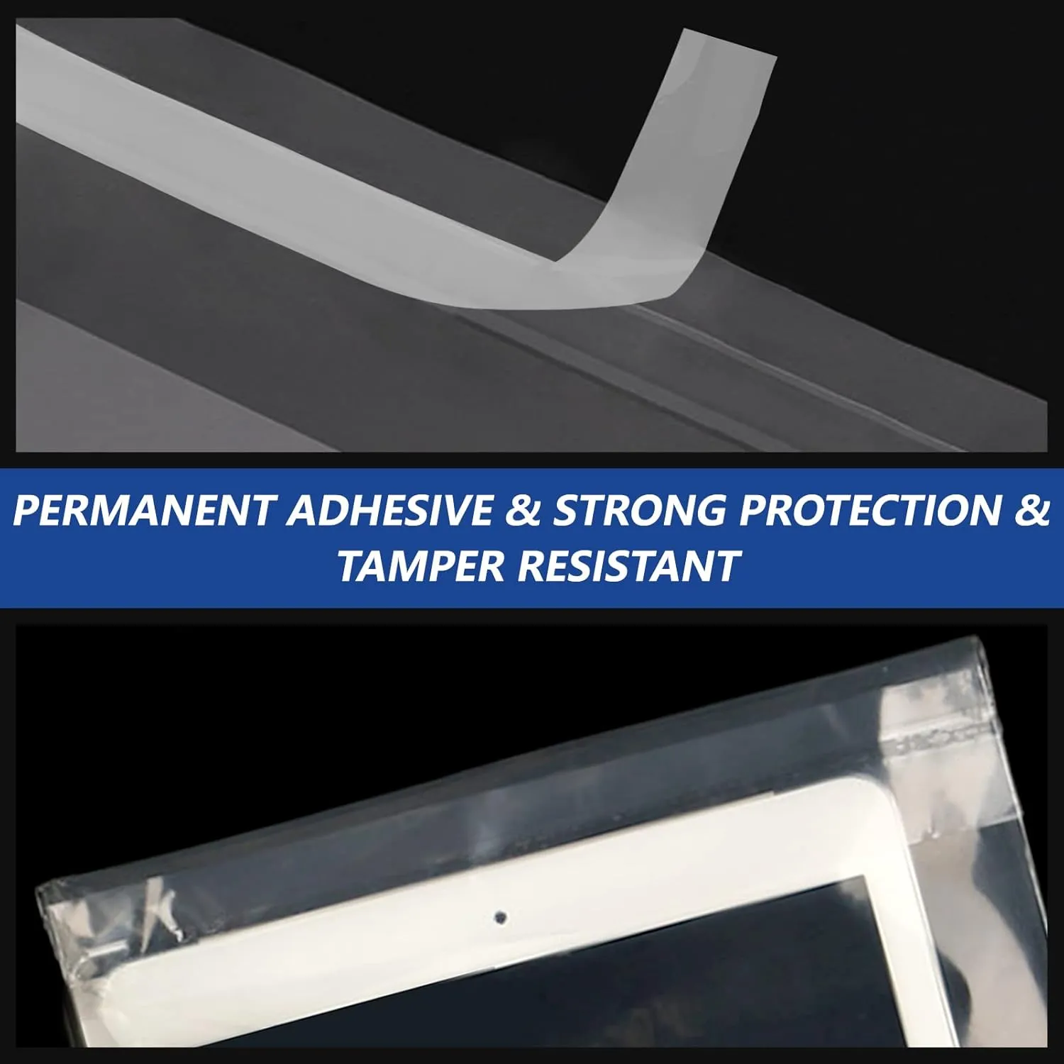 14" x 20" (100 Count) - Clear Poly Bags with Suffocation Warning Self Seal for Packaging, Shirts, Clothing & FBA - Permanent Adhesive
