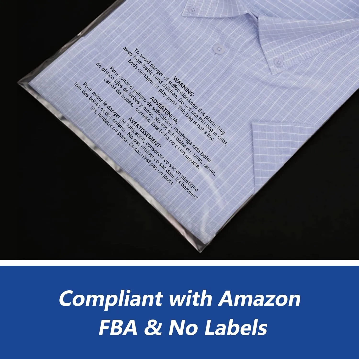 14" x 20" (100 Count) Self Seal Clear Poly Bags with Suffocation Warning for Packaging, Shipping, Clothing, Shirts & FBA - Resealable Adhesive