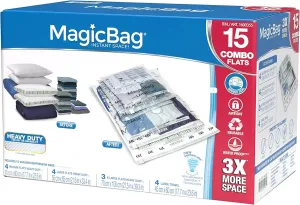 15 Pack - Magic Bag Space Bag 4 Size Storage Bags (4 medium/4 large/3 extra large/4 large travel) - Vacuum Storage Bags