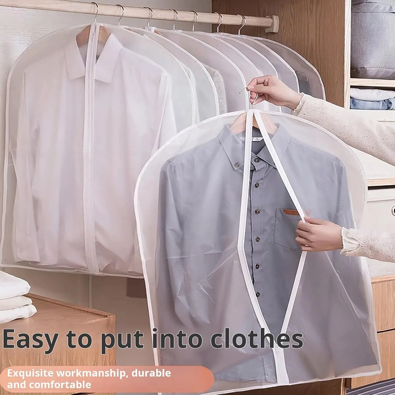 15-PCS Transparent Dust Covers for Hanging Clothes - Protect Your Wardrobe from Dust with these Closet Clothing Covers (24"x32")