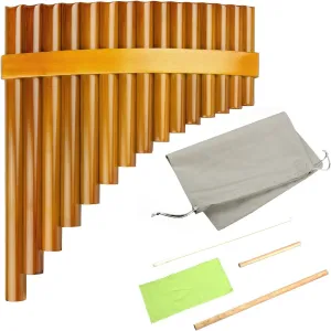 15 Pipes Brown Pan Flute G Key Chinese Traditional Musical Instrument Pan Pipes Woodwind Instrument (Right-Hand)