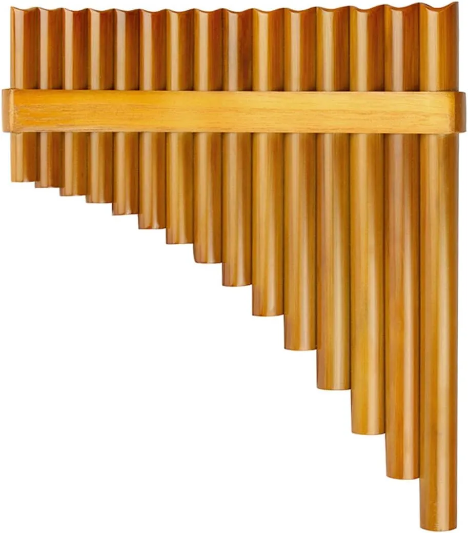 15 Pipes Brown Pan Flute G Key Chinese Traditional Musical Instrument Pan Pipes Woodwind Instrument (Right-Hand)