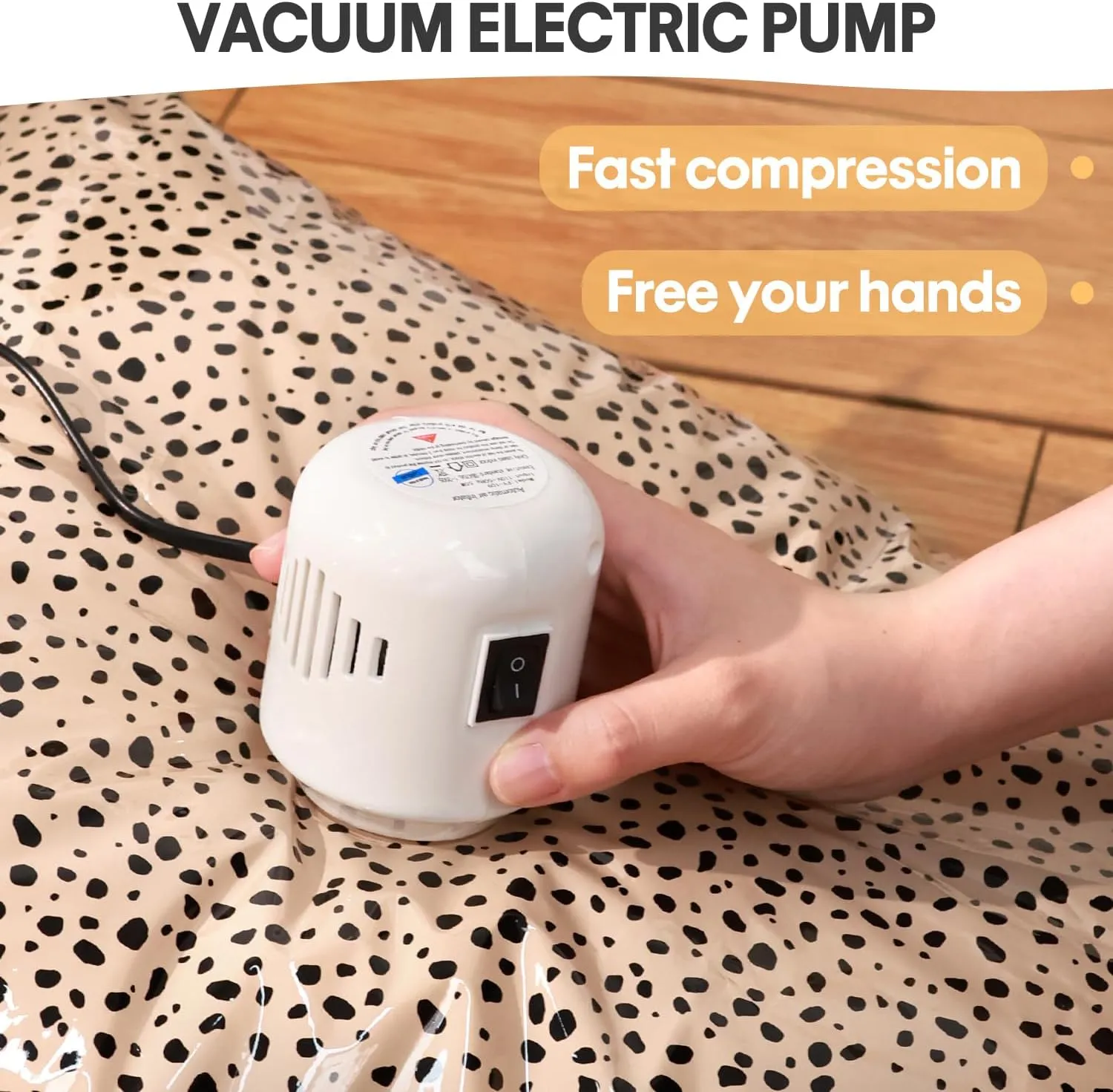 16 Pack Vacuum Storage Bags with Electric Pump, Vacuum Seal Bag for Clothing, Space Saver Storage Organizer, Travel Packing Bags for Luggage (Beige Leopard)