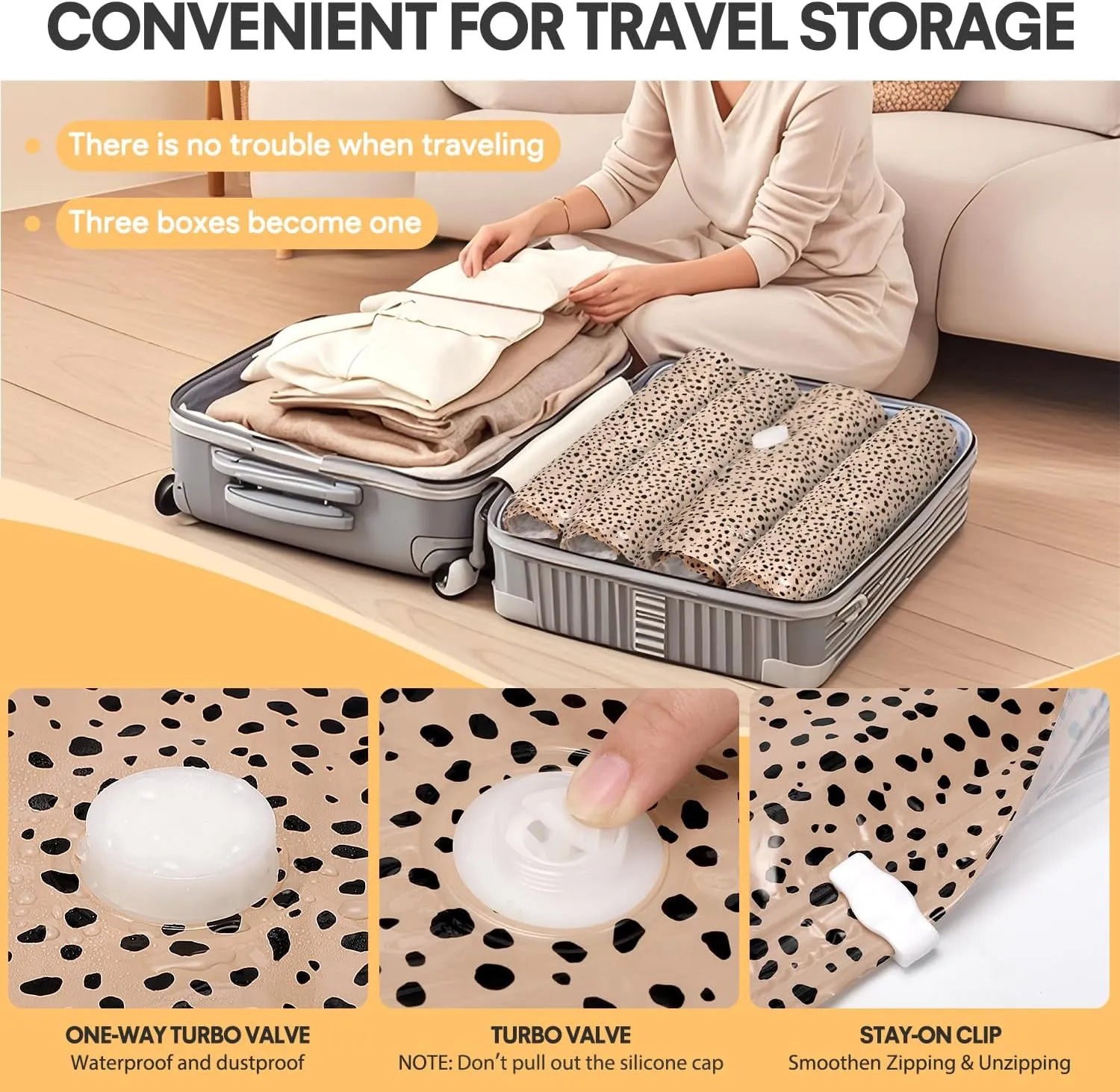 16 Pack Vacuum Storage Bags with Electric Pump, Vacuum Seal Bag for Clothing, Space Saver Storage Organizer, Travel Packing Bags for Luggage (Beige Leopard)