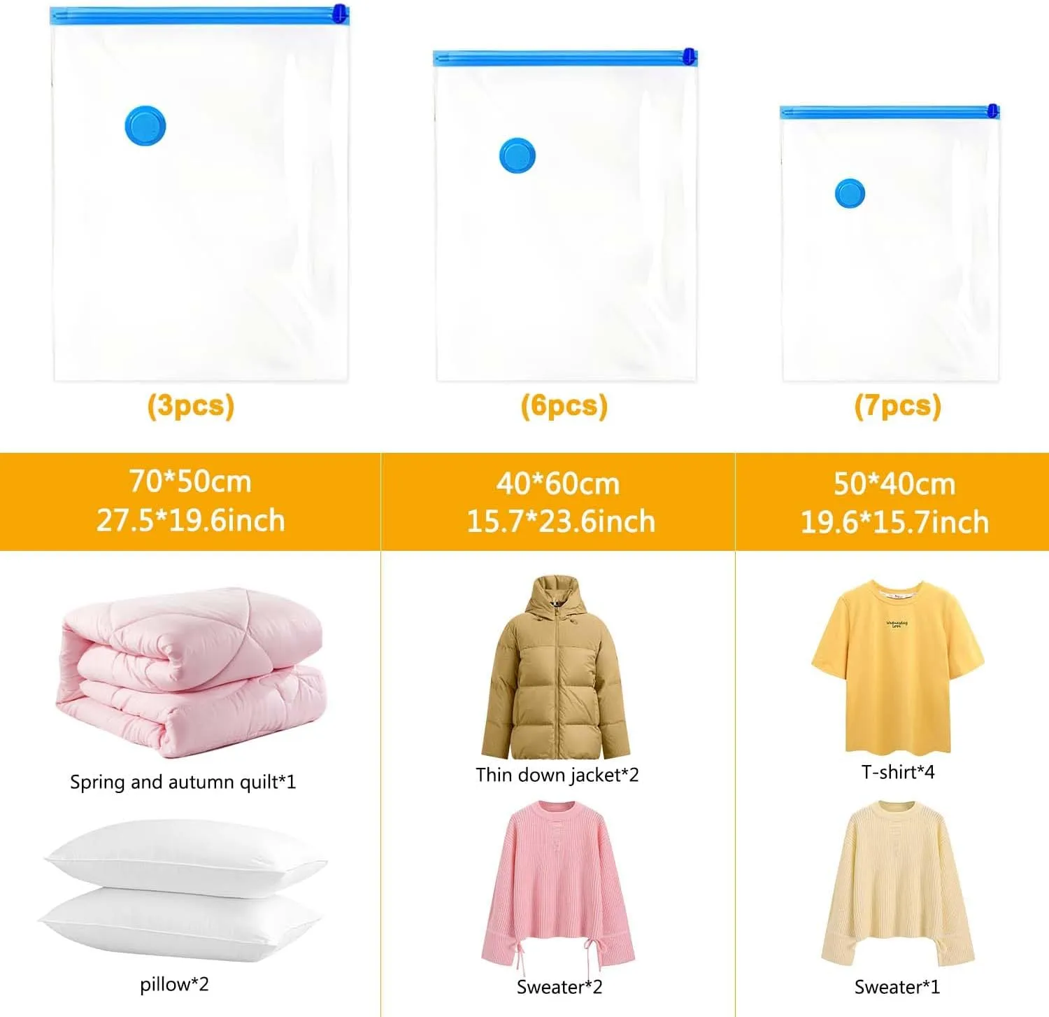 16 Pack Vacuum Storage Bags with Electric Pump, Vacuum Seal Bag for Clothing, Space Saver Storage Organizer, Travel Packing Bags for Luggage (Clear)
