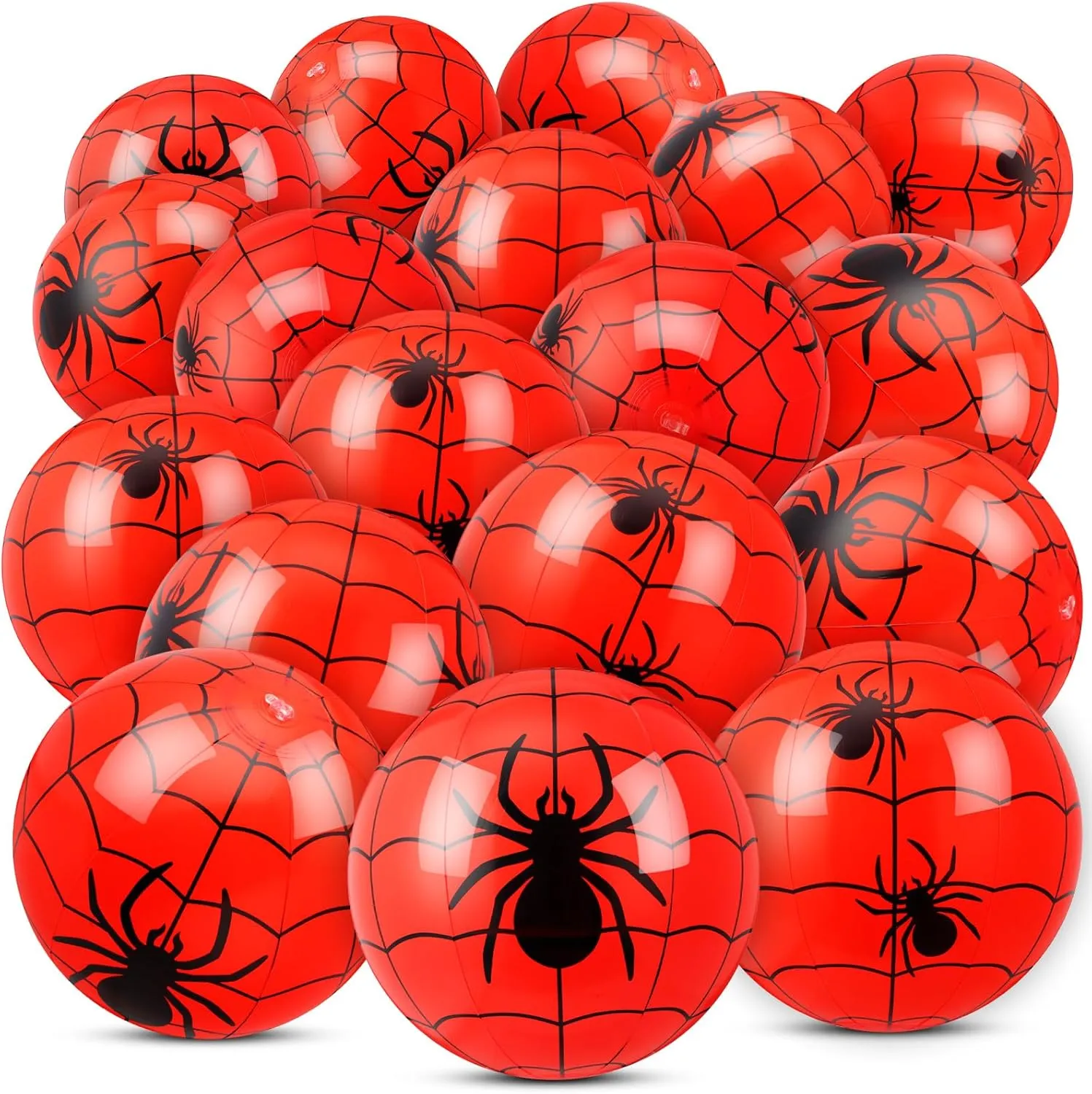 18 Pack Spider Beach Balls for Kids 12Inch Red Spider Web Themed Party Favors for End of The Year Student Gifts Bulk Birthday Swimming Pool Beach Summer Party Supplies Decorations