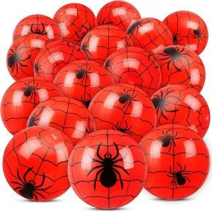 18 Pack Spider Beach Balls for Kids 12Inch Red Spider Web Themed Party Favors for End of The Year Student Gifts Bulk Birthday Swimming Pool Beach Summer Party Supplies Decorations