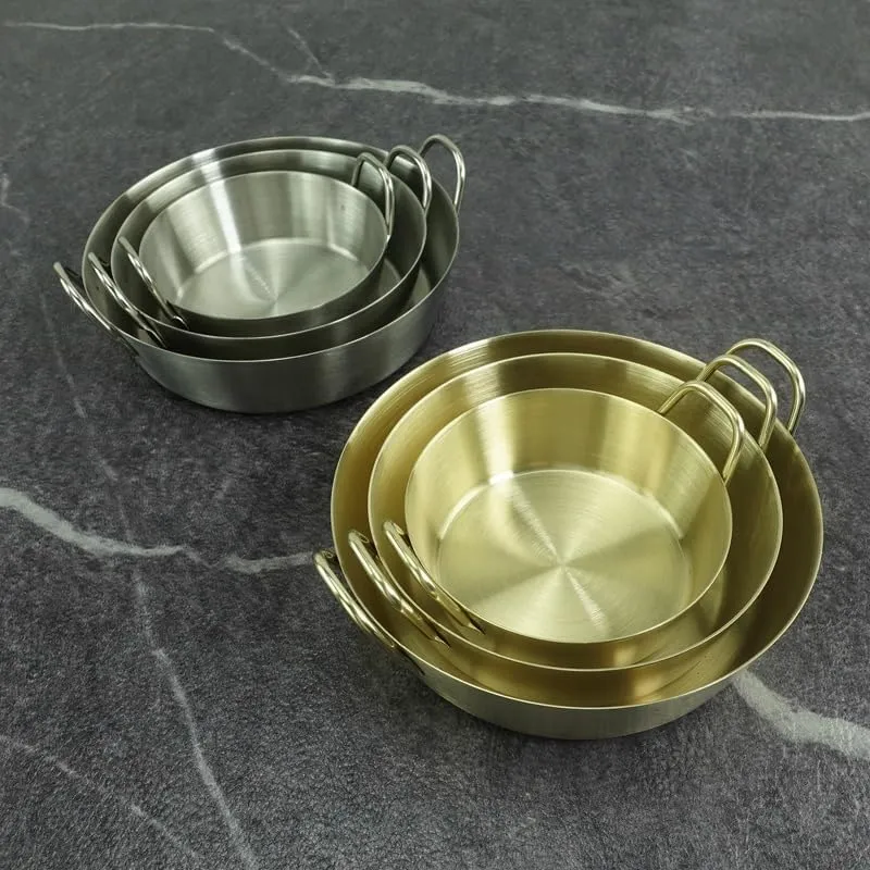 1PC Stainless Steel Tableware, Lightweight and Portable Korean Round Plate Suitable for Home Or Outdoor Camping