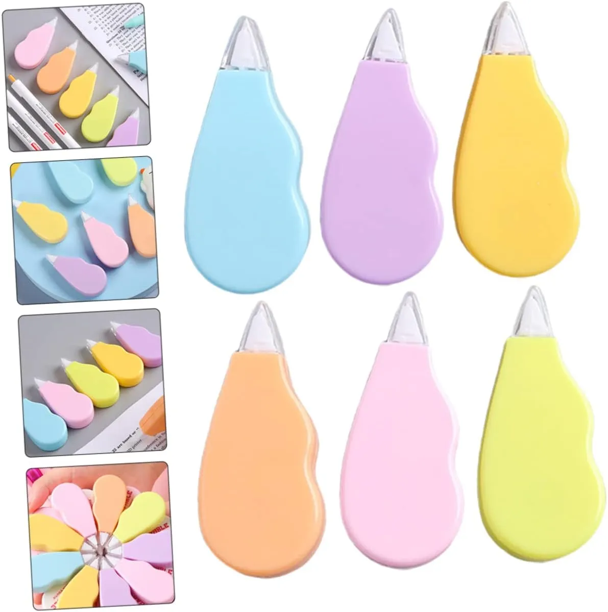 1set Correction Tape Students End of The Year Student Studying Eraser Tape Correcting White Out Tape Pastel Cute Stationary Bulk Transparent Small Tapes Aesthetic Plastic 6pcs