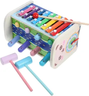 1Set Educational Pounding with Xylophone for Montessori Busy Board Activity Cube for Fine Motor Skills Development and Parent Interaction