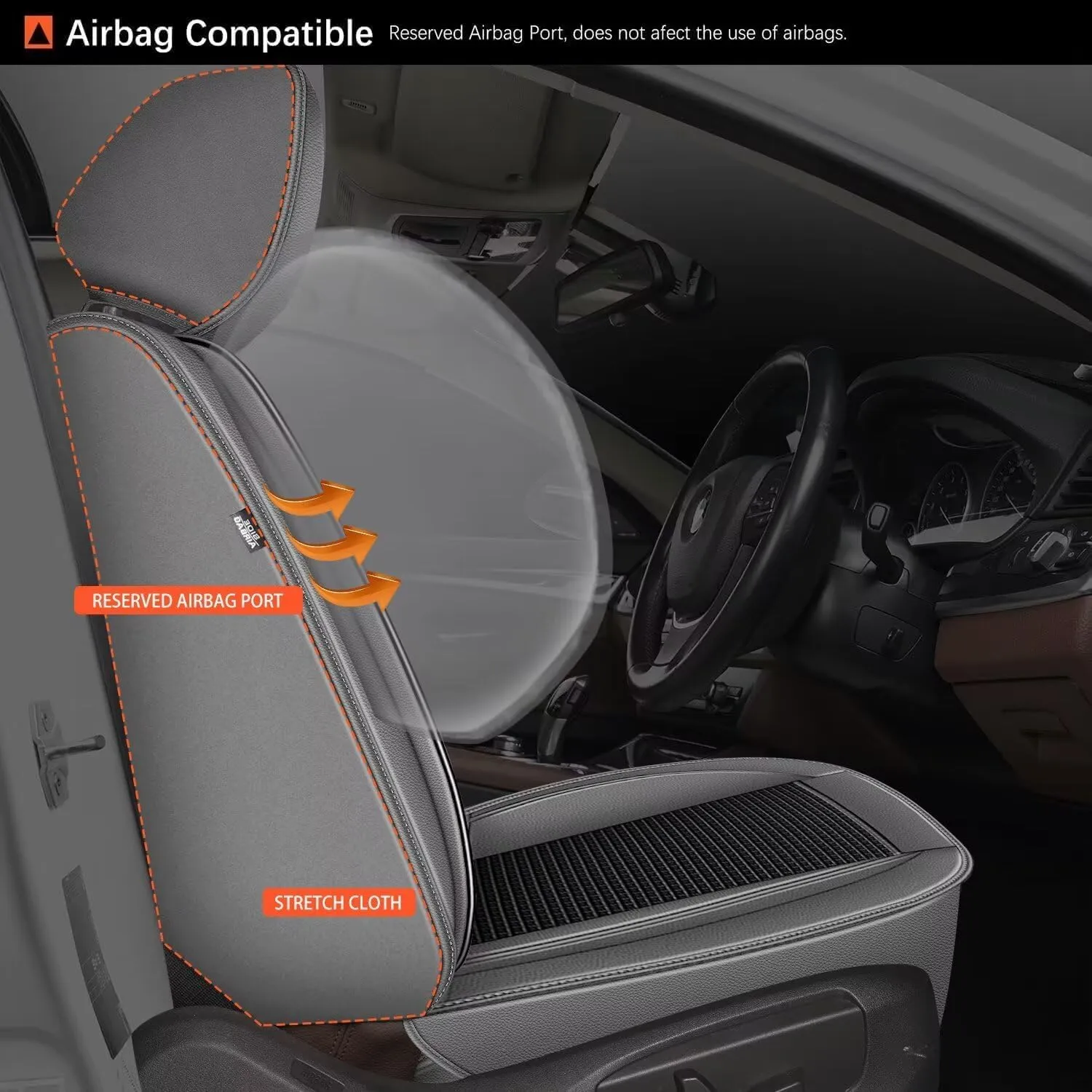 2 Front Seat Covers Fit for Honda Pilot 2005-2016: Car Seat Covers Leather Waterproof Ice Silk Breathable Car Seat Cushion Protector (2 Seats, Black & Grey)