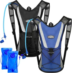 2 Pack Hydration Backpack Pack with 2L Water Bladder, Hiking Backpack with Hydration Bladder Water Rucksack Backpack Bladder Bag Cycling Bicycle Bike/Hiking Climbing Pouch