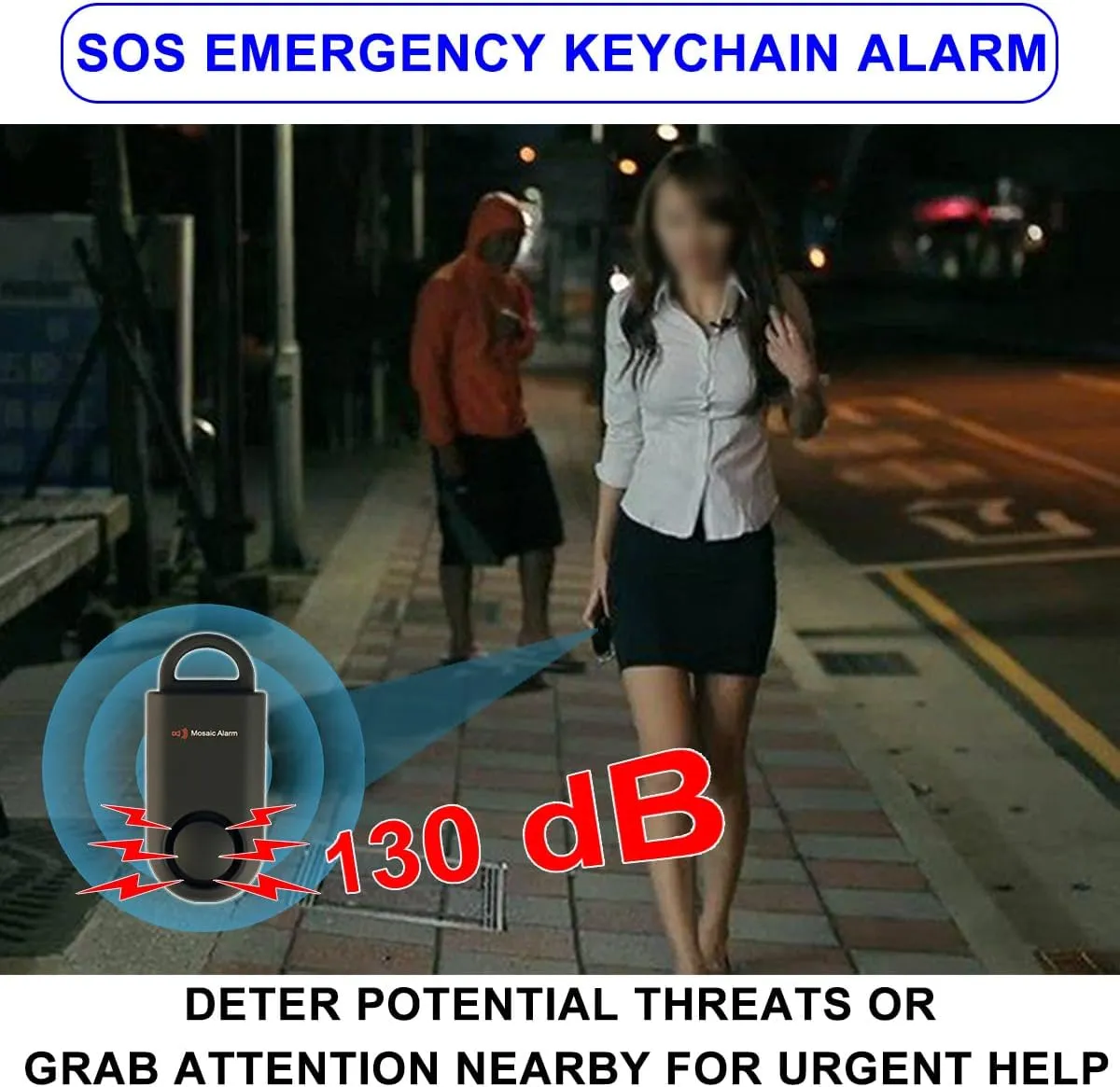 2 Pack Personal Safety Alarm 130db Loud Sound Siren User-Replaceable Battery SOS Emergency Self Defense Keychain Alert with Carabiner for Women, College Students, Children, Night Runner, Hiking. Black