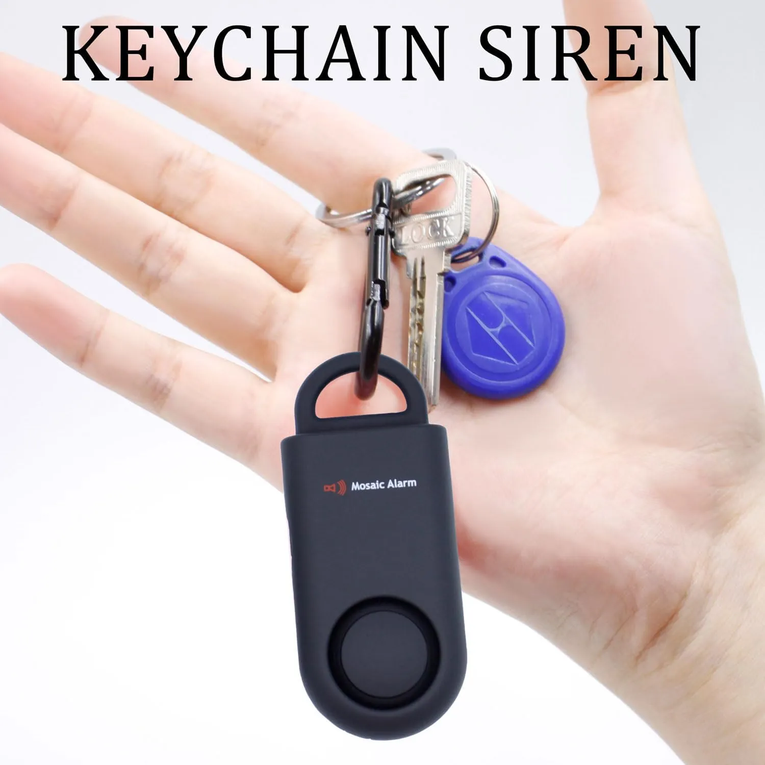 2 Pack Personal Safety Alarm 130db Loud Sound Siren User-Replaceable Battery SOS Emergency Self Defense Keychain Alert with Carabiner for Women, College Students, Children, Night Runner, Hiking. Black