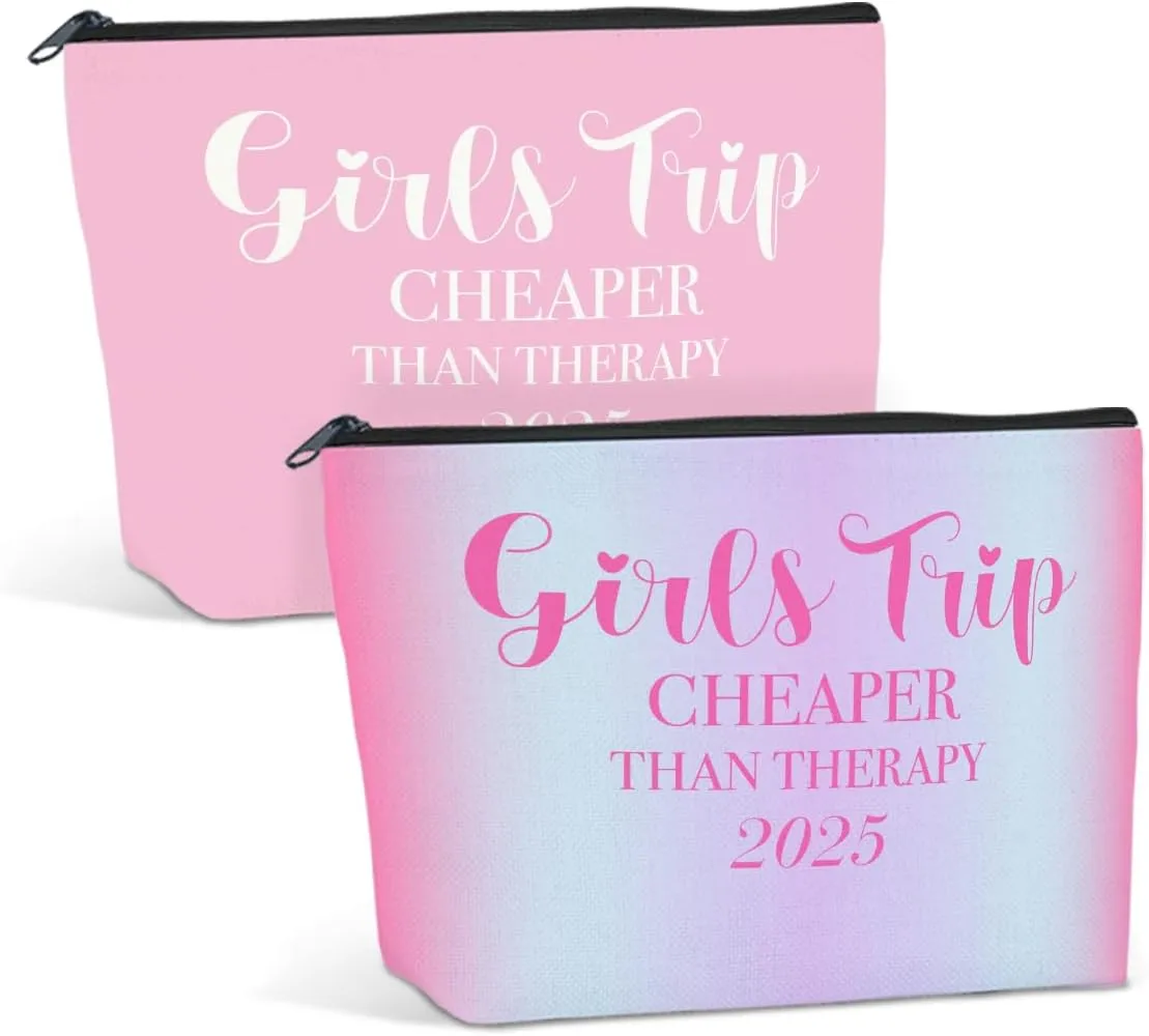 2 PCS Girls' Trip Favors - Weekend Gifts for Women - Friendship Gifts - Makeup Bag & Cosmetic Bags - Weekender Bag for Women - Friend & Christmas