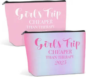 2 PCS Girls' Trip Favors - Weekend Gifts for Women - Friendship Gifts - Makeup Bag & Cosmetic Bags - Weekender Bag for Women - Friend & Christmas