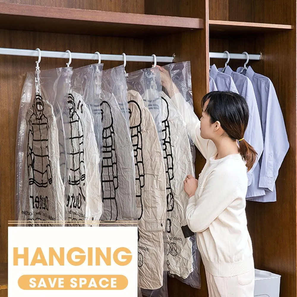 2 PCS Hanging Vacuum Storage Bags with Electric Pump, Vacuum Sealer Bags Clothes Hanging Compressible Storage Bag for Travel, Hanging Space Saver Bag for Luggage Clothes Packing (Medium)