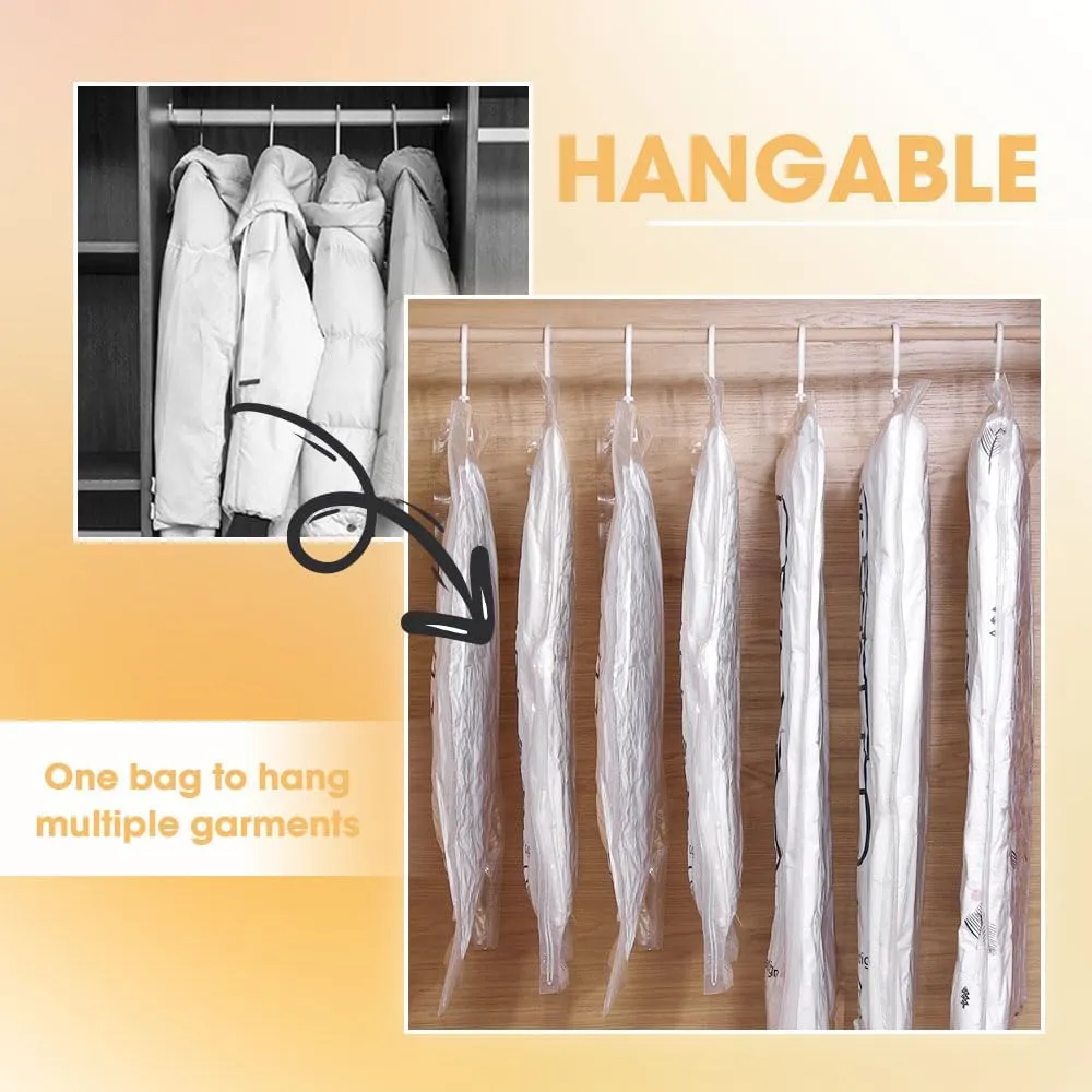 2 PCS Hanging Vacuum Storage Bags with Electric Pump, Vacuum Sealer Bags Clothes Hanging Compressible Storage Bag for Travel, Hanging Space Saver Bag for Luggage Clothes Packing (Medium)