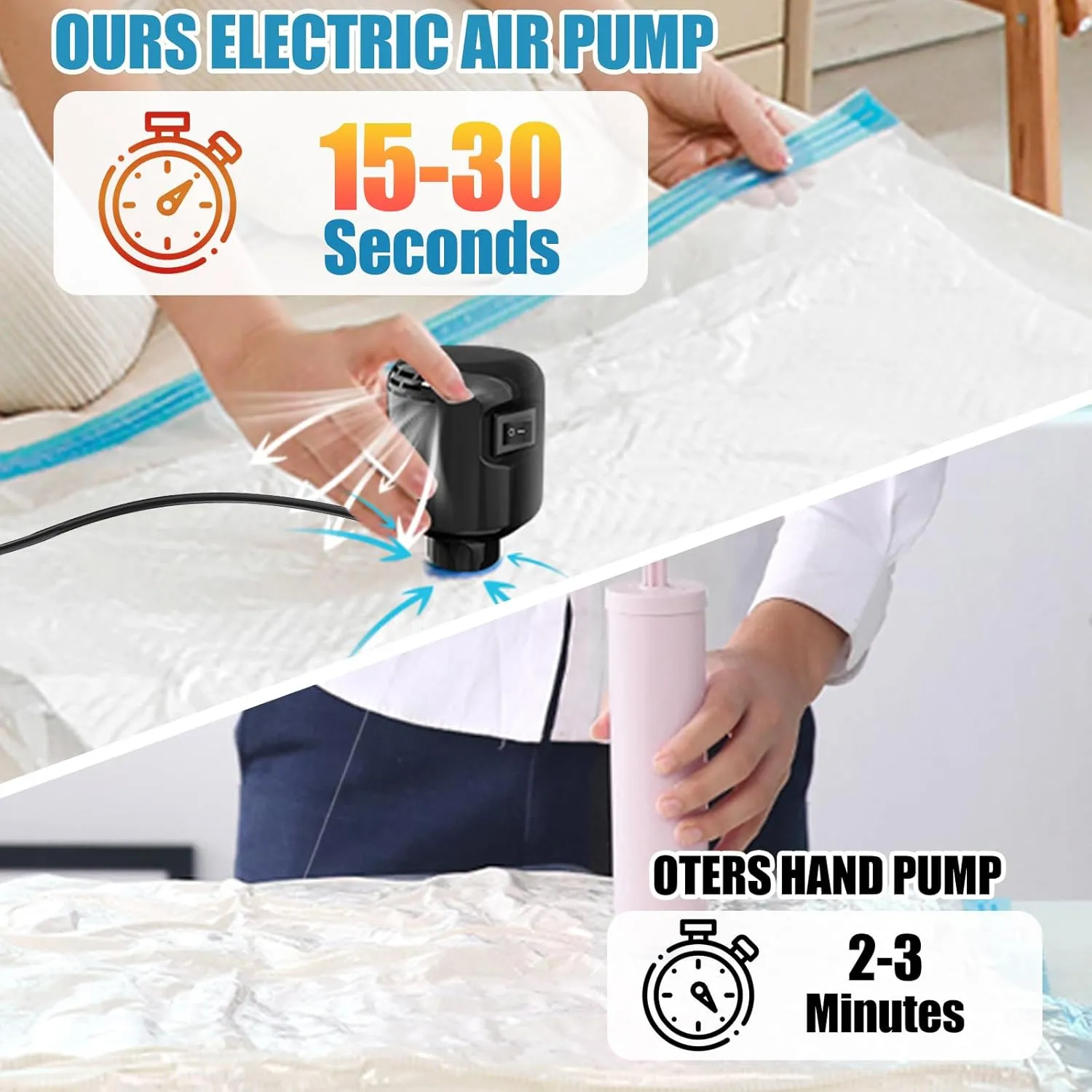 20 Pack Vacuum Seal Bags for Clothing with Electric Air Pump, Space Saver Vacuum Storage Bag for Clothes, Mattress, Blanket, Duvets, Pillows(4 Jumbo/4 Large/4 Medium/4 Small/4 Roll Up Bags)