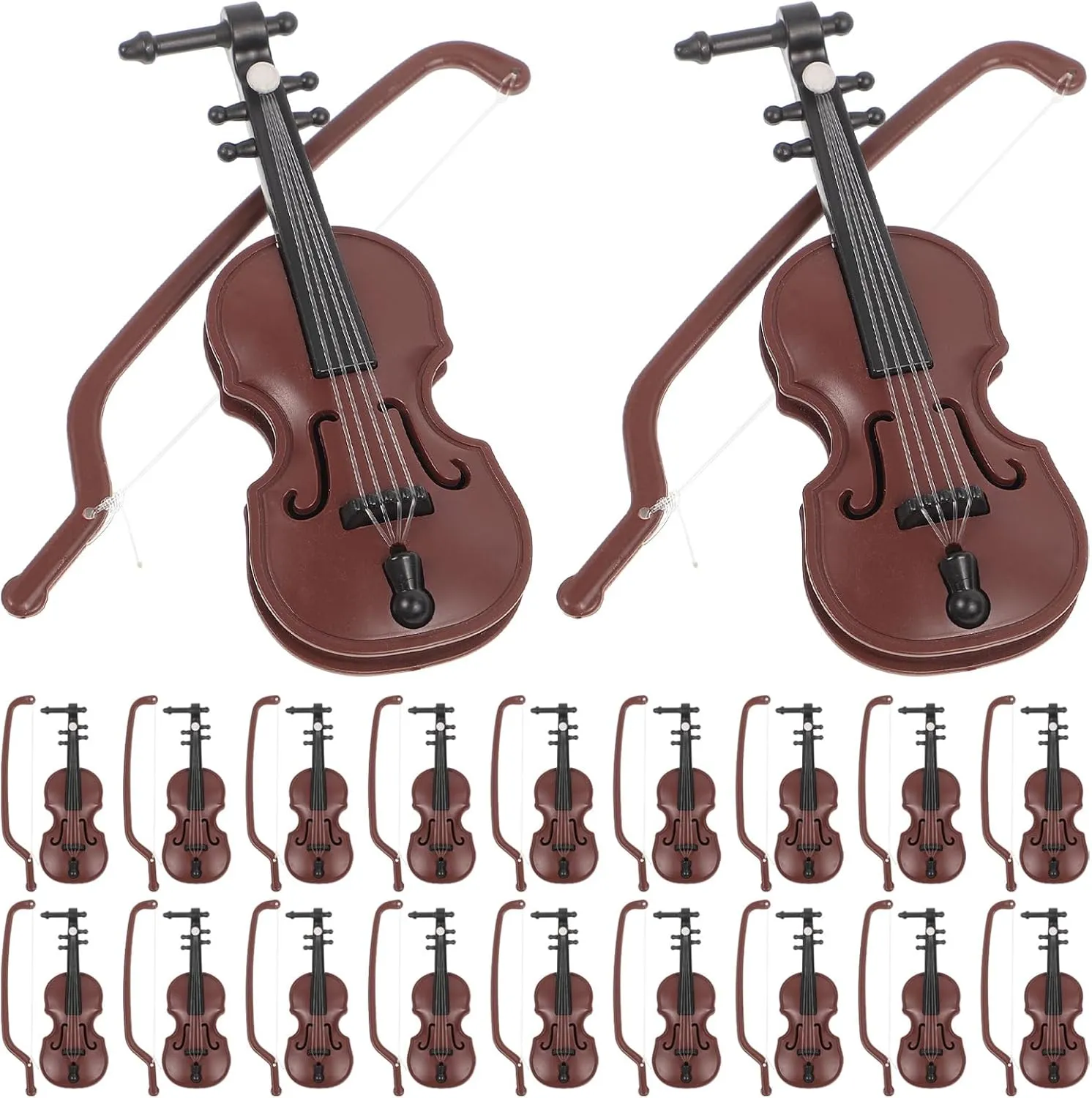20 Pcs Miniature Violin Worlds Smallest Violin Models, Tiny Violin Miniature Mini Musical Instrument Adornments for DIY Dollhouse Furniture Crafts Ornament Fairy Garden Pendants