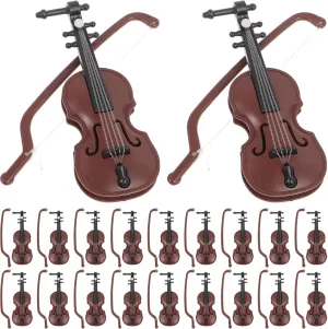 20 Pcs Miniature Violin Worlds Smallest Violin Models, Tiny Violin Miniature Mini Musical Instrument Adornments for DIY Dollhouse Furniture Crafts Ornament Fairy Garden Pendants
