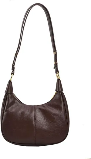 2024 Simple Solid Zipper Shoulder Purse Bag, Trendy PU Leather Crescent Bag, Crossbody Bag for Women, Versatile Underarm Bag