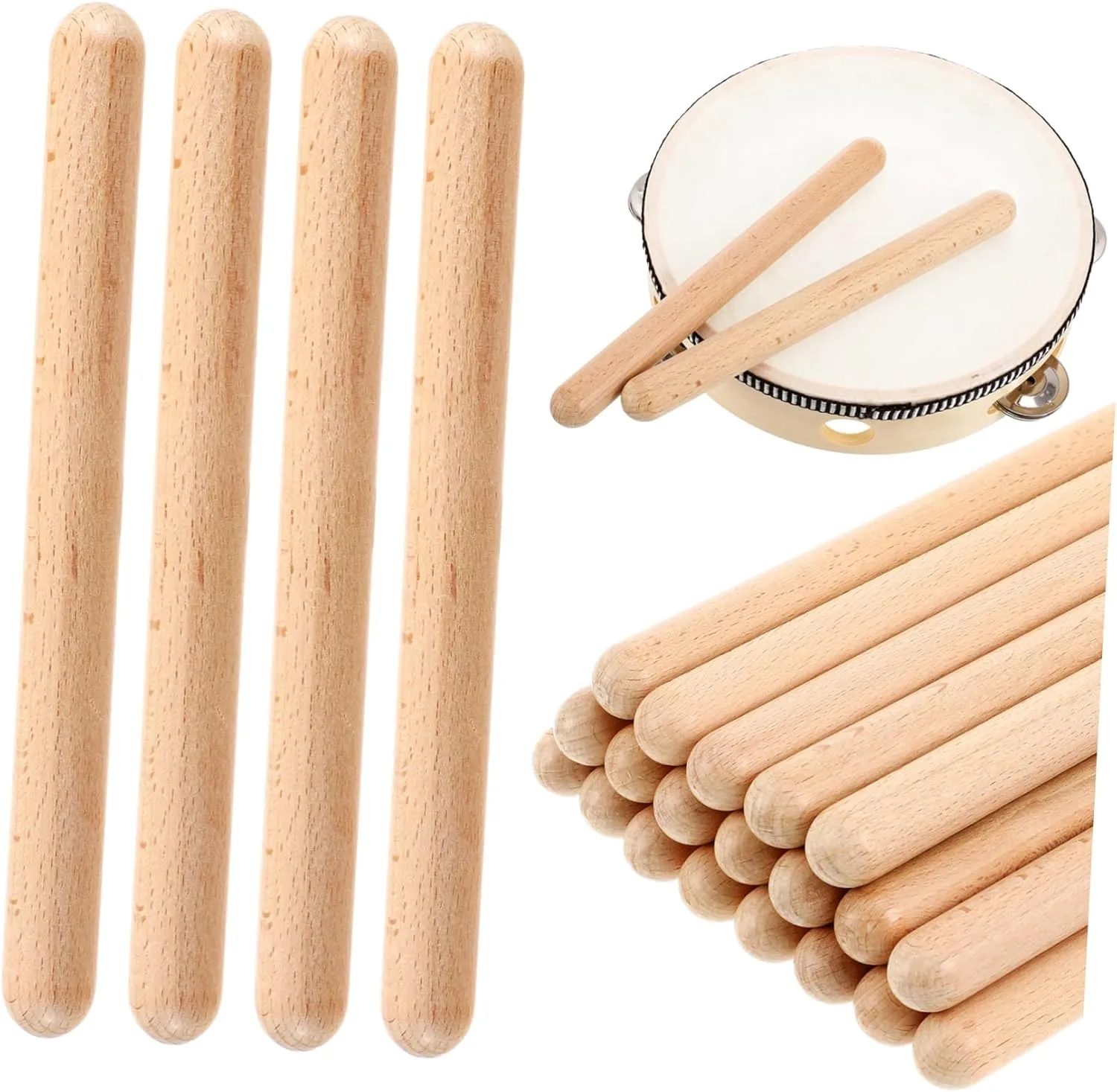 20pcs Wooden Rhythm Sticks Kids Music Sticks Early Education Toys for Classroom