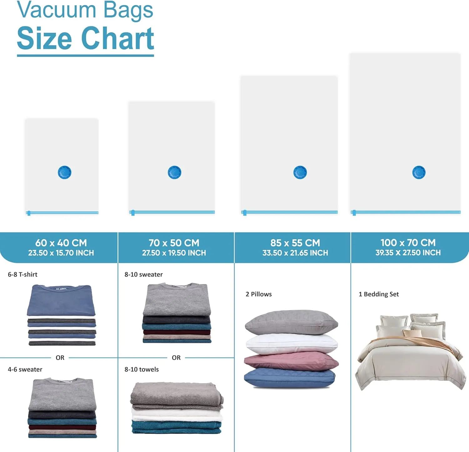 22 Vacuum Storage Bags with Hand Pump, 80% Space Saver Vacuum Seal Storage Bags for Clothing, Travel Lugggage, Blankets, Comforters