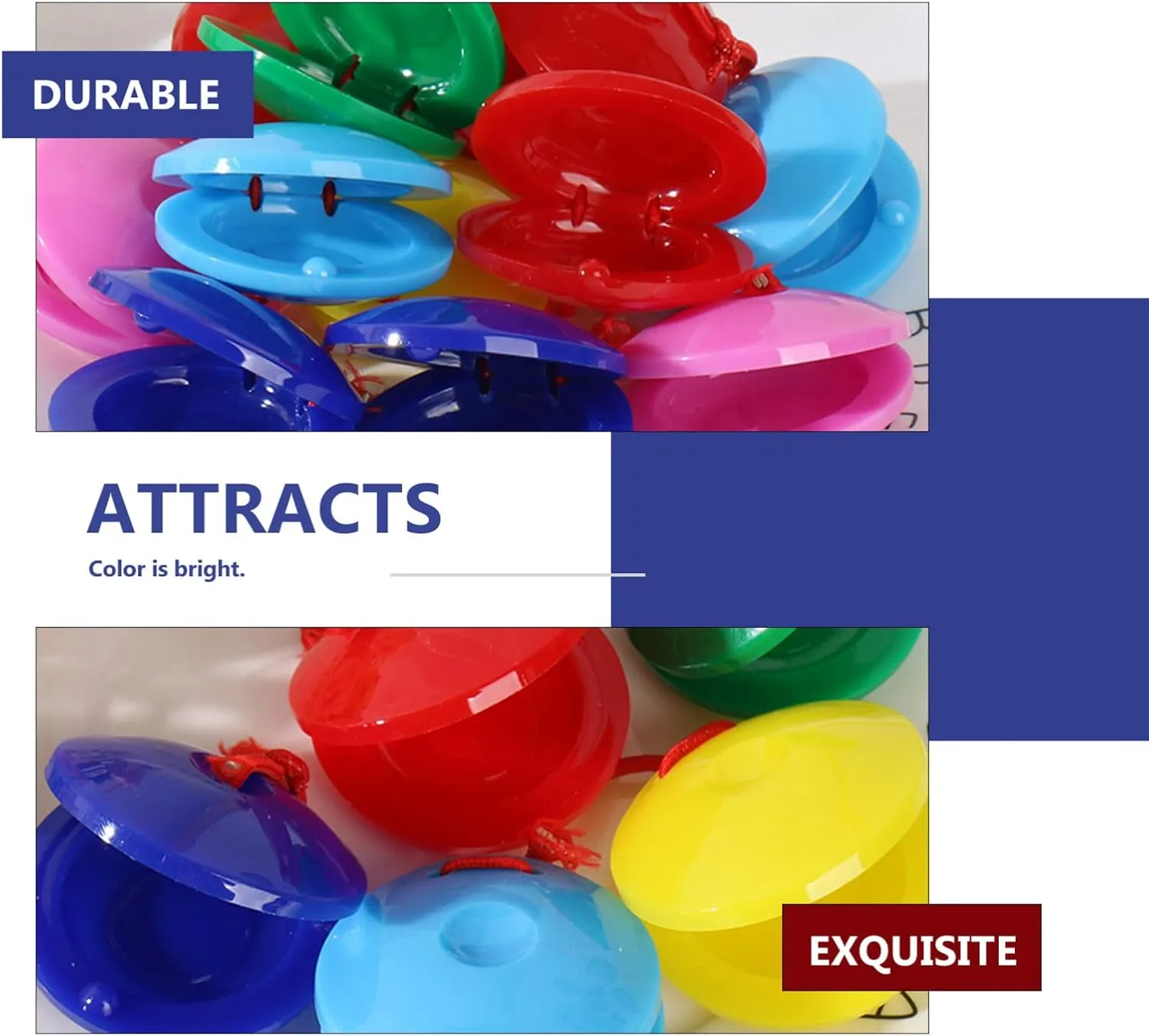 24pcs Castanets Education Random Castanet Playthings Percussion Early Instruments Creative Musical Plastic Kids Children Color Instrument Educational Finger Held for