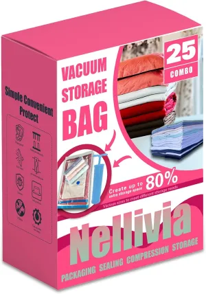 25 Pack Vacuum Storage Bags with Pump, Compression Space Saver for Comforter, Bedding, Blanket Storage, Vacuum Seal Bags for Clothing, Luggage and Closet Organizer