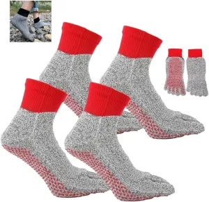 2Pair Konjoun Barefoot Socks - Grounding Mens & Womens Non Slip Breathable Toe Socks for Outdoor Hiking