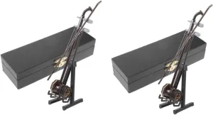 2pcs Mini Erhu Ornament Wooden Instrument Model Fake Erhu Toy for Kids Musical Decor for Home Party