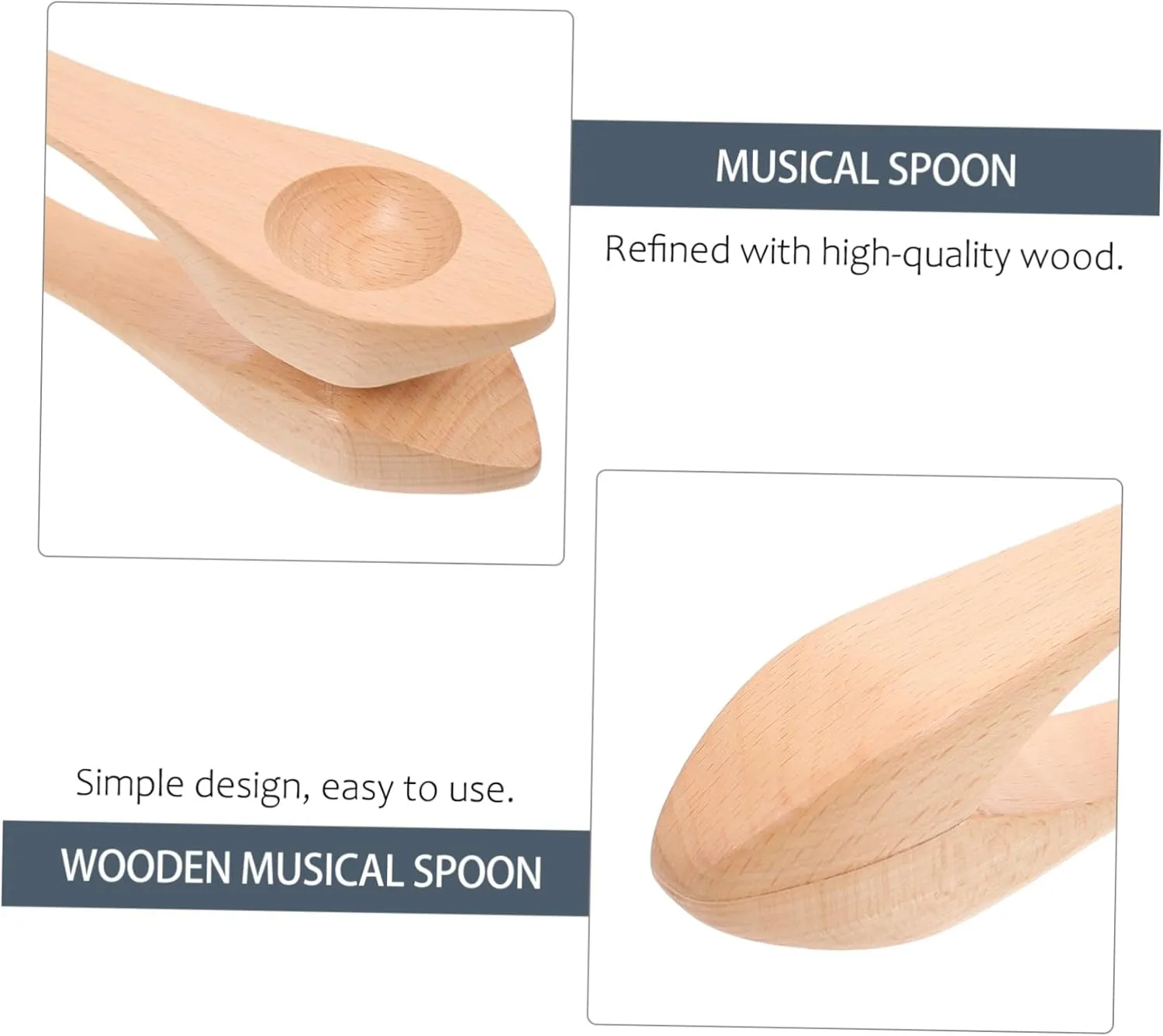 2PCS Musical Spoons Wooden Percussion Instruments for Early Education Lightweight and Easy to Play for Kindergarten Performances and