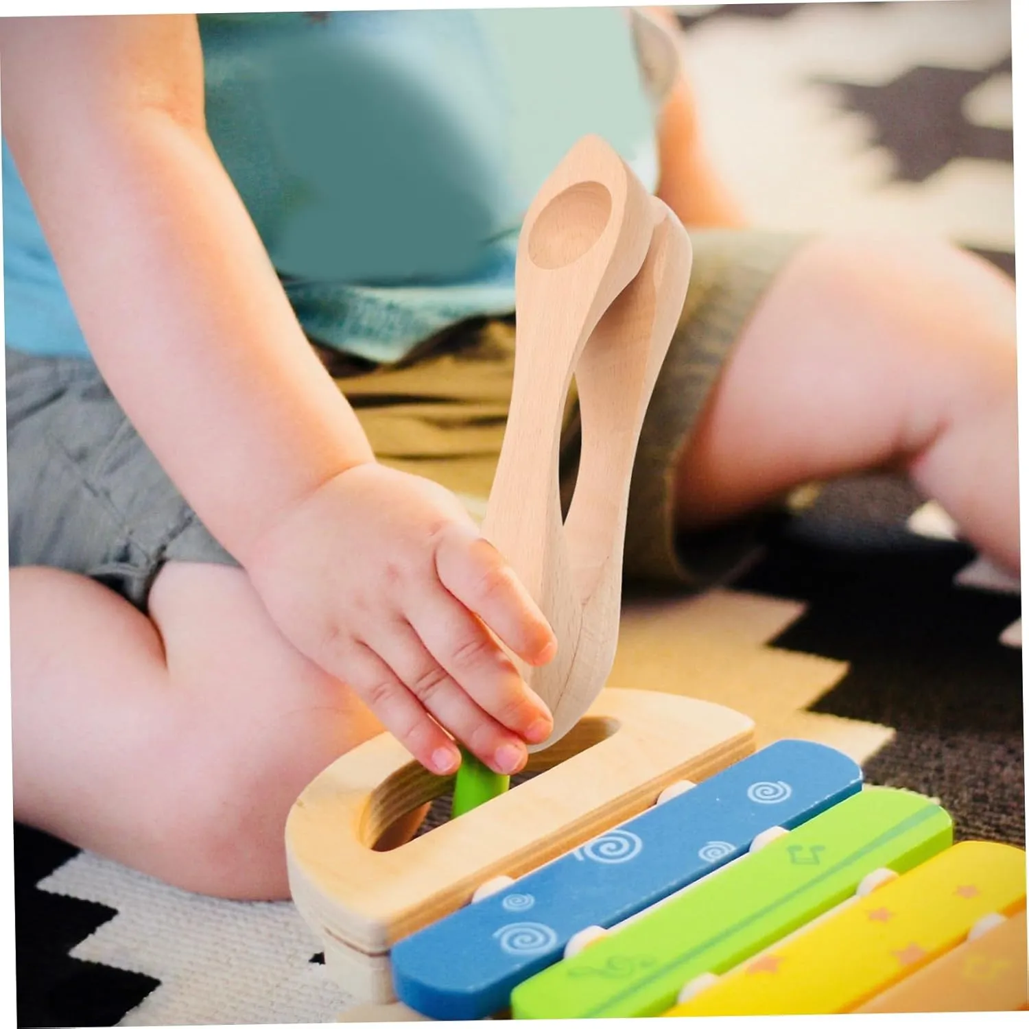 2PCS Musical Spoons Wooden Percussion Instruments for Early Education Lightweight and Easy to Play for Kindergarten Performances and
