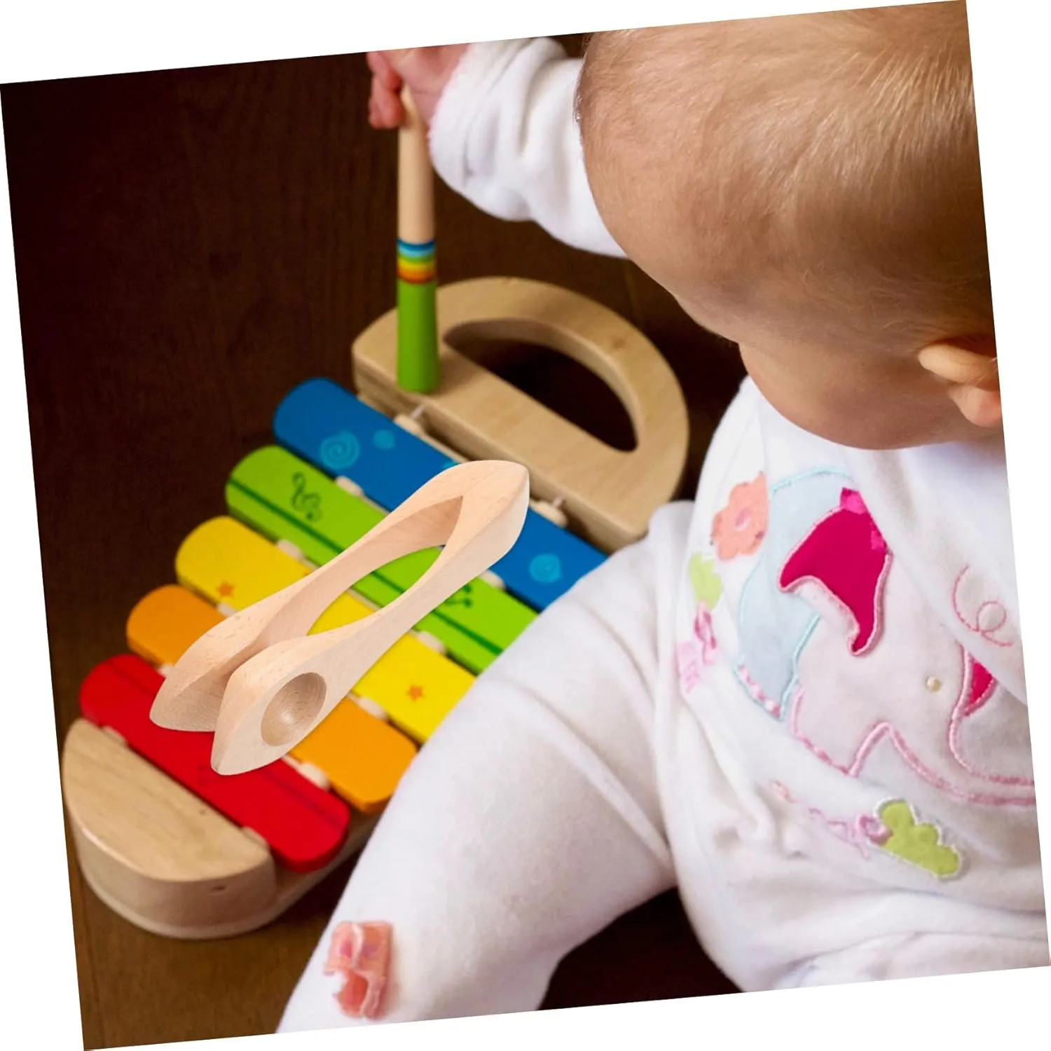 2PCS Musical Spoons Wooden Percussion Instruments for Early Education Lightweight and Easy to Play for Kindergarten Performances and